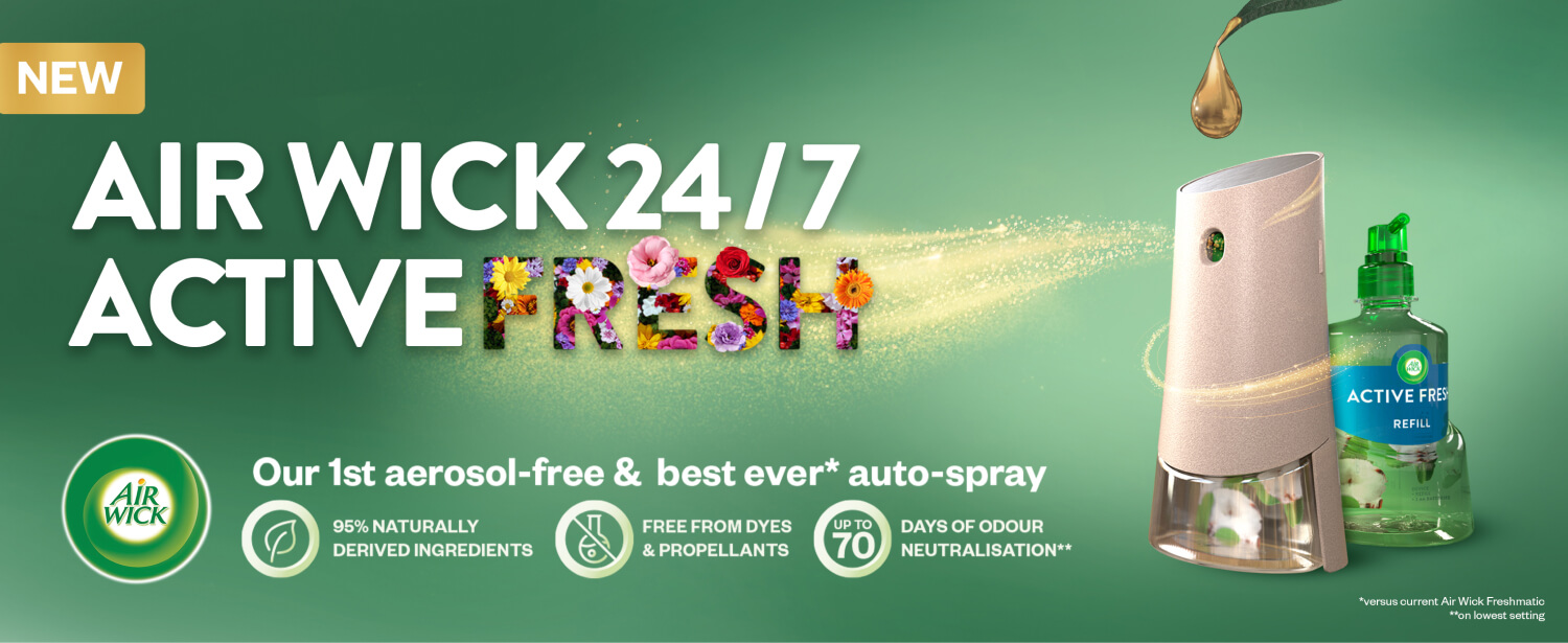 Mit Active Fresh präsentiert Air Wick das erste aerosolfreie automatische  Duftspray