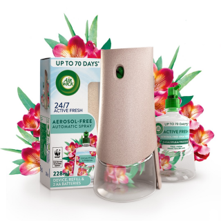 Air Wick Aerosol-Free Automatic Air Freshener Spray, Vanilla & Honey Suckle, 3 Refills, 24x7 Active Fresh Odour Neutraliser